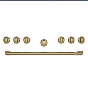 Brushed Gold Kitchen Cabinet Rail and Knob Set - 7-Piece